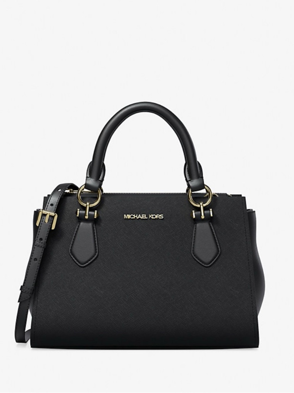 Michael Kors Black Saffiano Satchel with Gold Hardware